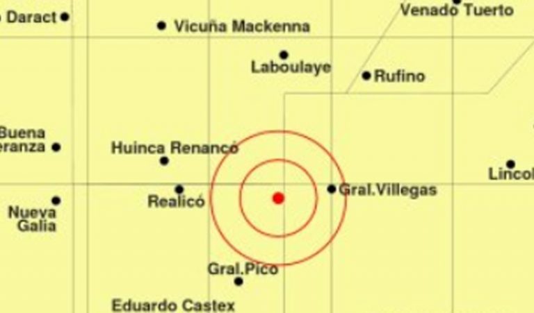 Un temblor en la región se hizo sentir en Bernardo Larroudé